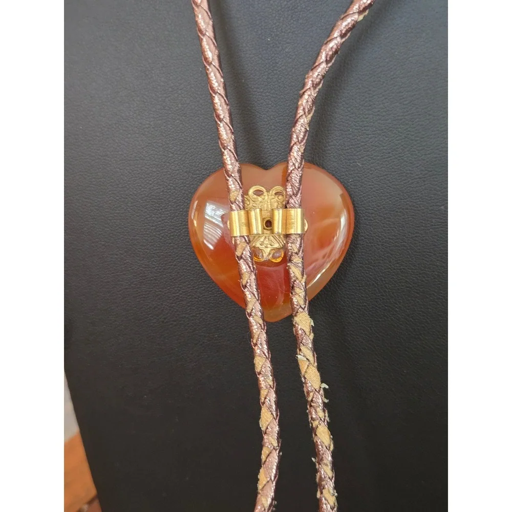 Carnelian Heart Bolo Tie Vintage Southwestern READ